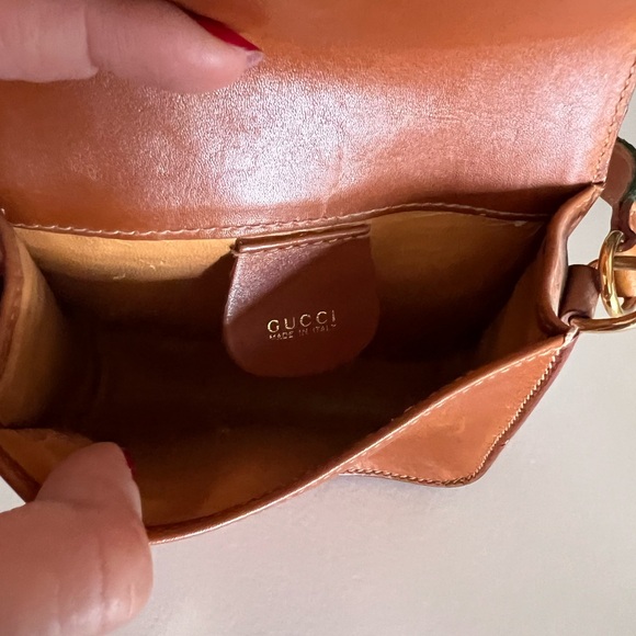 Gucci Ophidia Brown Leather Crossbody Bag with Green and Red Strap - Picture 7 of 8